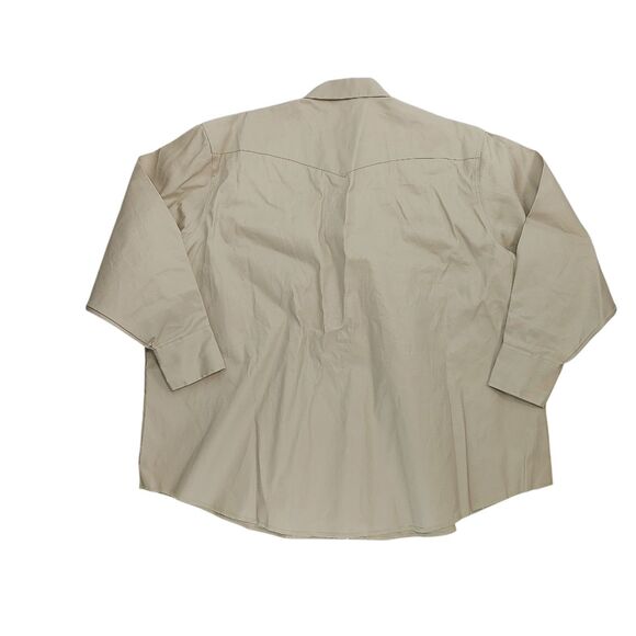 Wrangler Shirt Mens 4XL Tan Long Sleeve Pearl Snap Button Cowboy Work Western - Picture 2 of 12